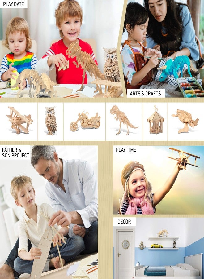 Puzzled 3D Puzzle Triceratops Dinosaur Wood Craft Construction Model Kit Fun & Educational DIY Wooden Toy Assemble Dino Model Unfinished Craft Hobby Puzzle to Build & Paint for Decoration 17pc Pack - Image 5